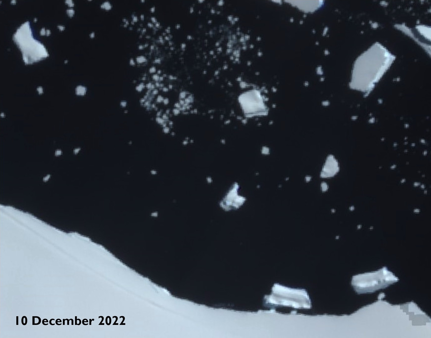Satellite imagery shows it had almost totally disappeared by December 2022.