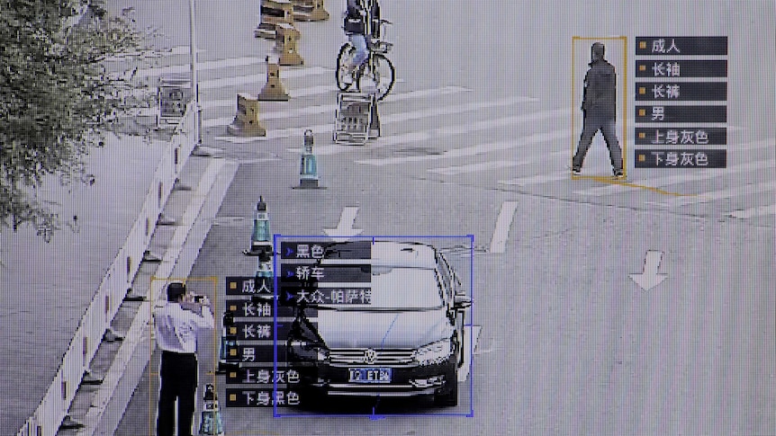 SenseTime surveillance software identifying details about people and vehicles.