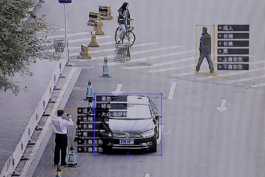 SenseTime surveillance software identifying details about people and vehicles.