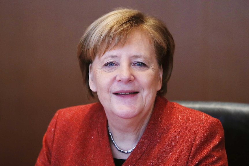 Profile photo of German Chancellor Angela Merkel as she arrives for a government cabinet meeting in 2018.