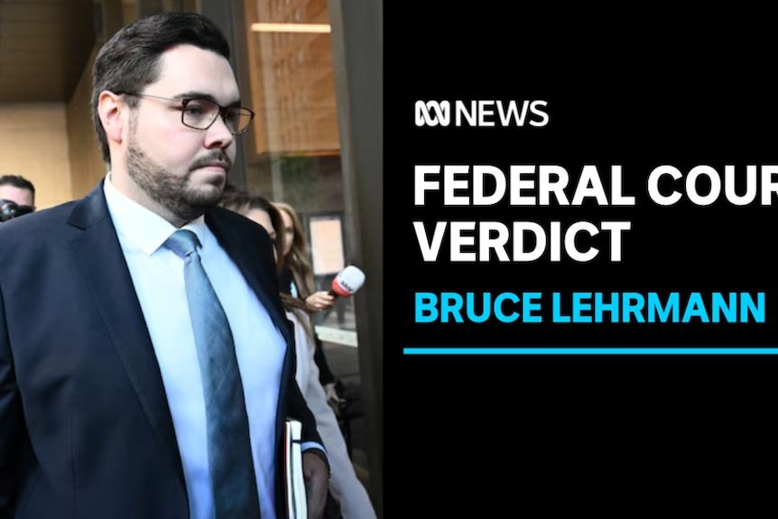 Federal Court Verdict, Bruce Lehrmann: A man walks on the street trailed by the media.