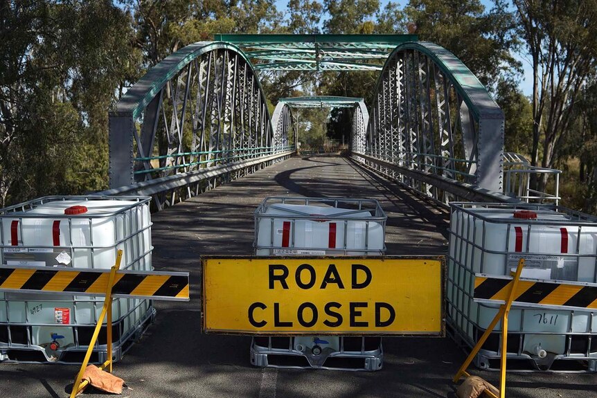 A bridge closed and barricaded