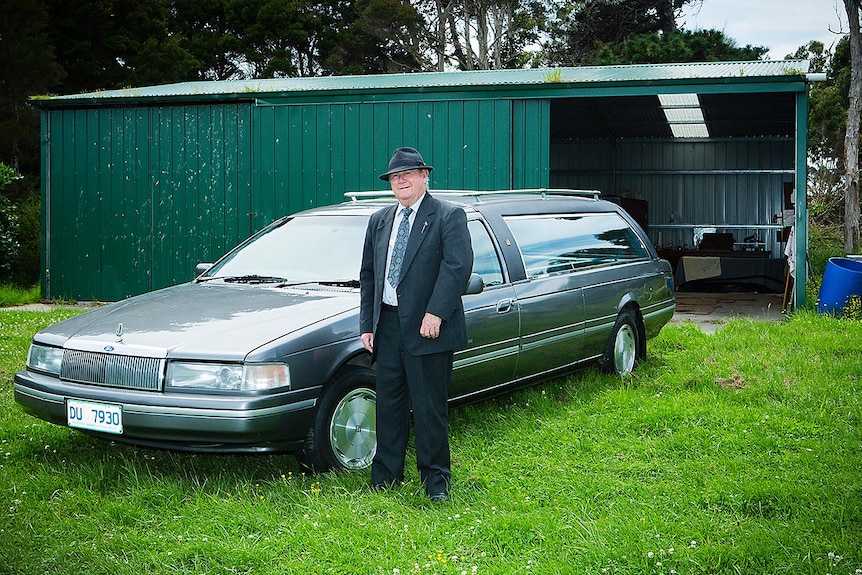 Peter Chivers with his new hearse