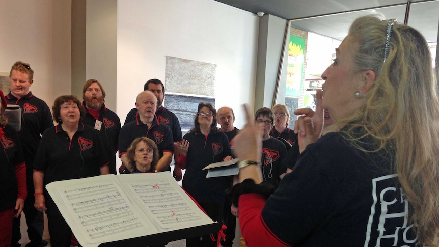 Hobart's Choir of High Hopes rehearses