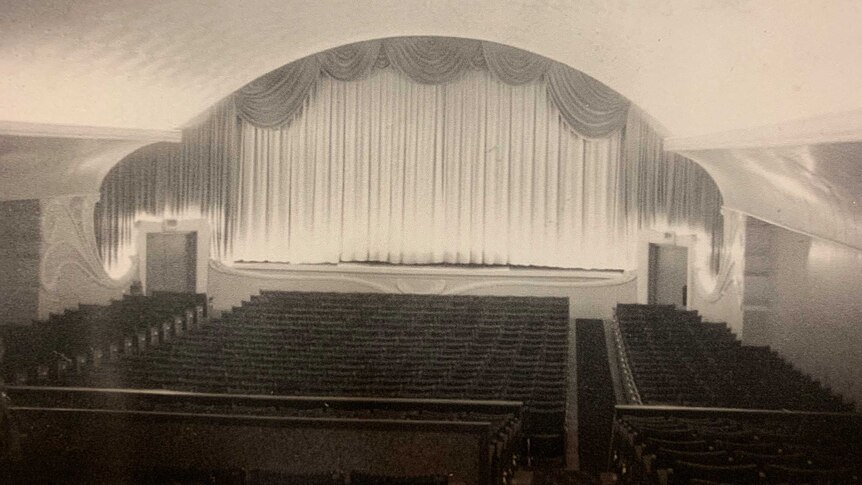 Wide view of proscenium arch from rear of the Valley Theatre Auditorium
