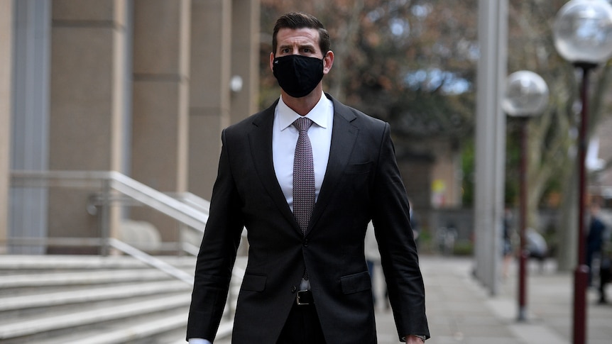 Ben Roberts-Smith leaves the Federal Court in Sydney, Wednesday, June 23, 2021.