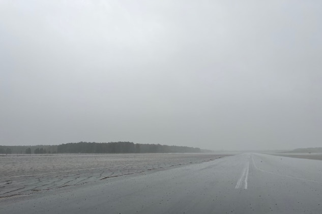 flooded airport runway