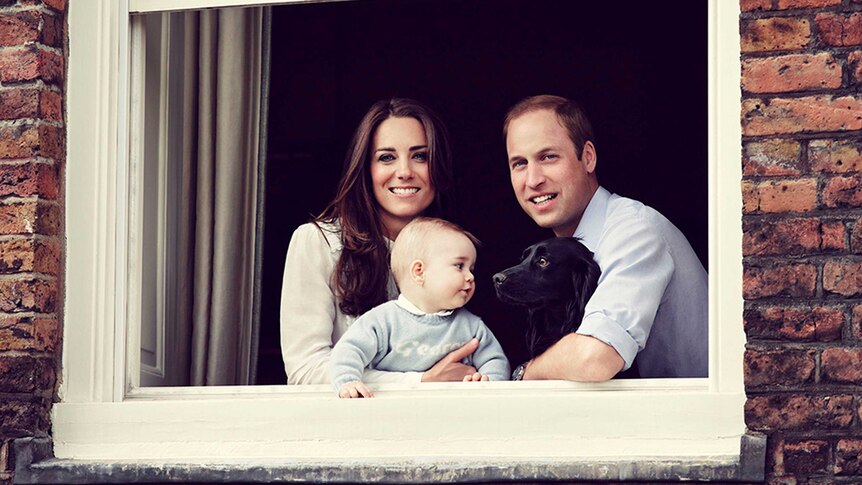 Prince George with Catherine, Duchess of Cambridge and Prince William