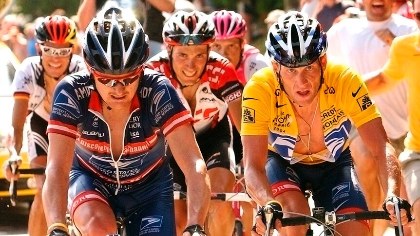 Lance Armstrong rides during the Tour de France