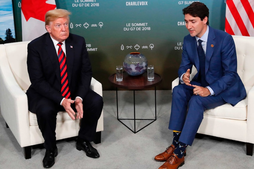 Donald Trump meets with Justin Trudeau.