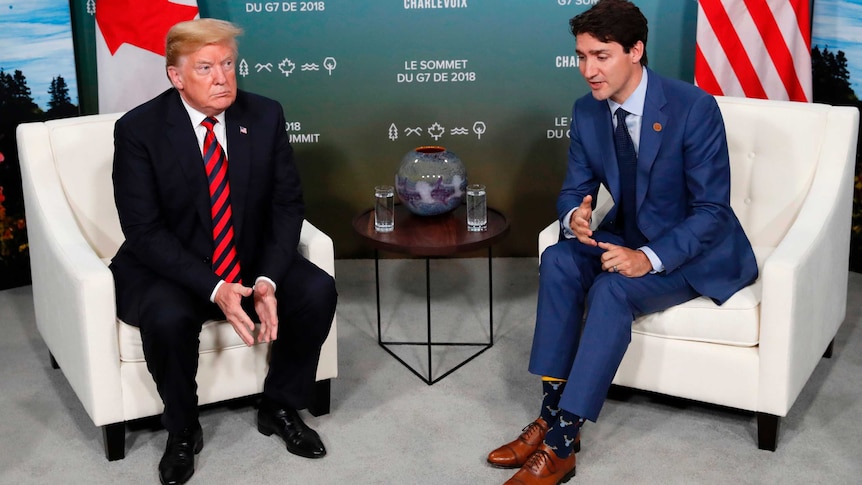 Donald Trump meets with Justin Trudeau.