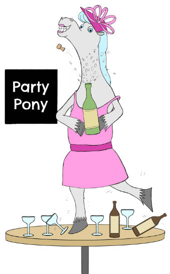 A horse dancing with a champagne bottle
