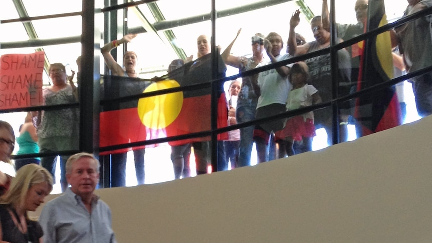 Noongar protesters make their point known.