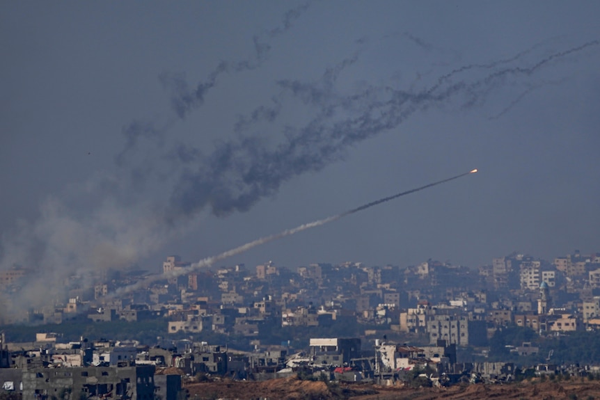 Rockets are fired toward Israel from the Gaza Strip.