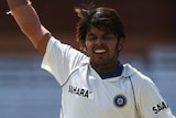 Shanthakumaran Sreesanth takes a wicket for India against England at Lord's in 2007.