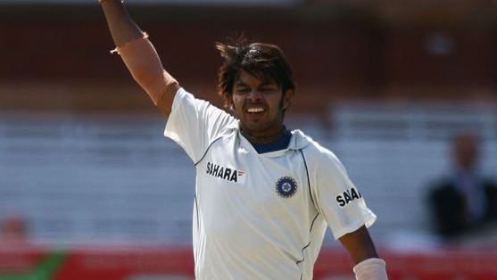 Shanthakumaran Sreesanth takes a wicket for India against England at Lord's in 2007.