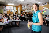 Ex-lawyer turned teacher Belinda Parker in her classroom of students.