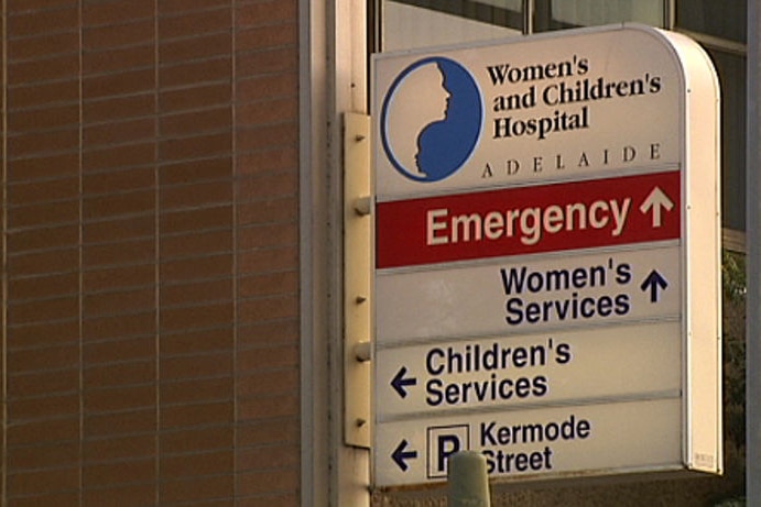 A sign at the Women's and children's hospital in North Adelaide.