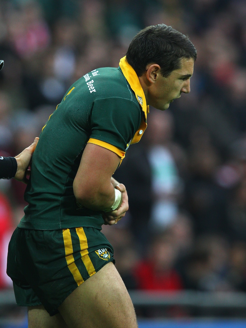 Billy Slater broke his collarbone during the Kangaroos' successful Four Nations campaign last month.