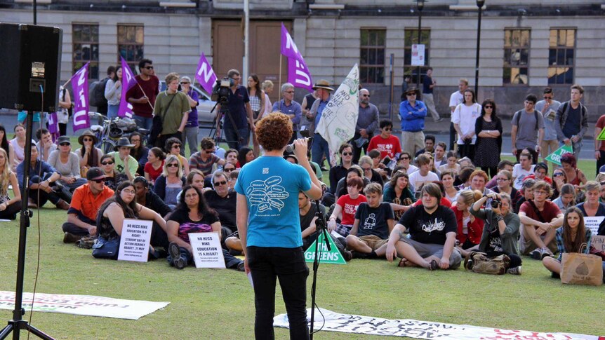 Speaker addresses protest by university students