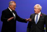 Scott Morrison and Boris Johnson share the stage at COP26