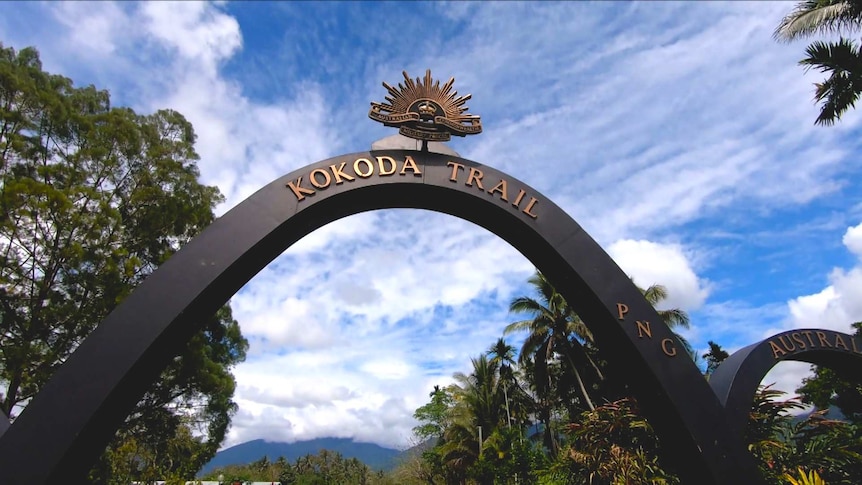 A memorial archway to mark the Kokoda track.