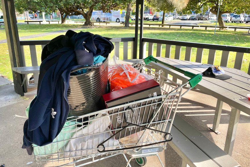 A trolley filled with items.