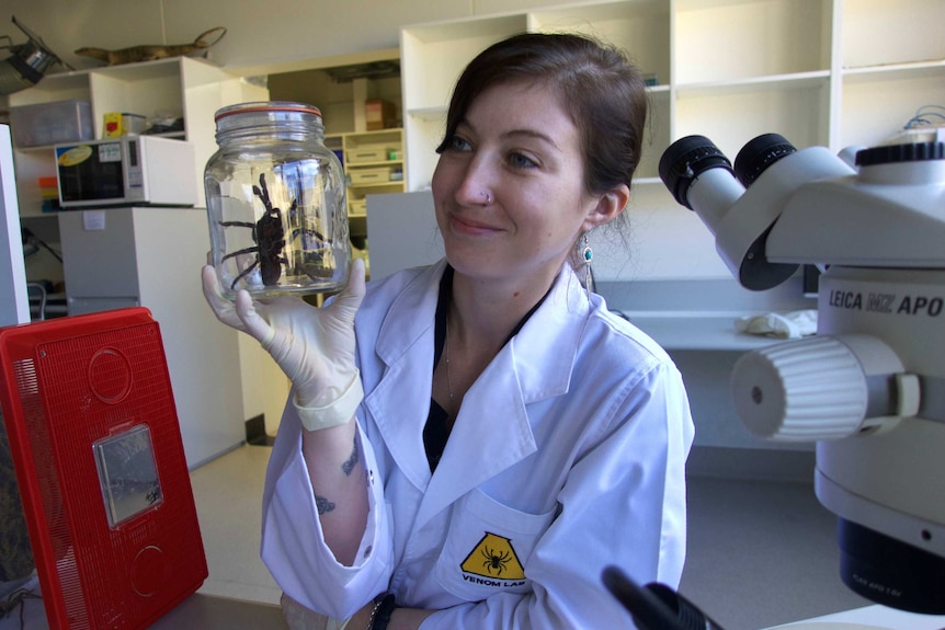 Anna Forster and a tarantula