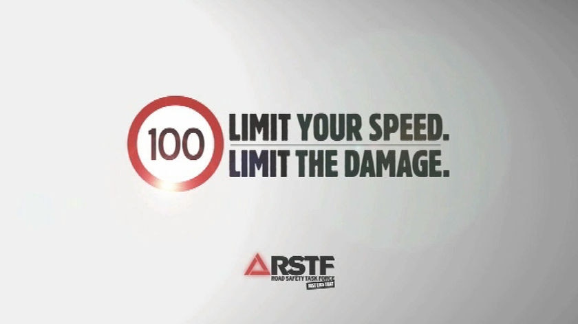 Speed limit sign in the latest Tasmanian road safety campaign.
