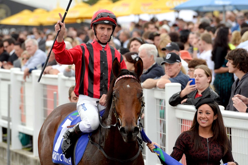 Romantic Touch and Nash Rawiller win the JJ Atkins Stakes