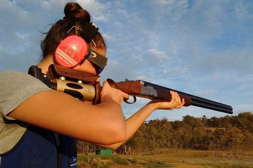 Clay-target shooter Tanya Skinner takes aim.