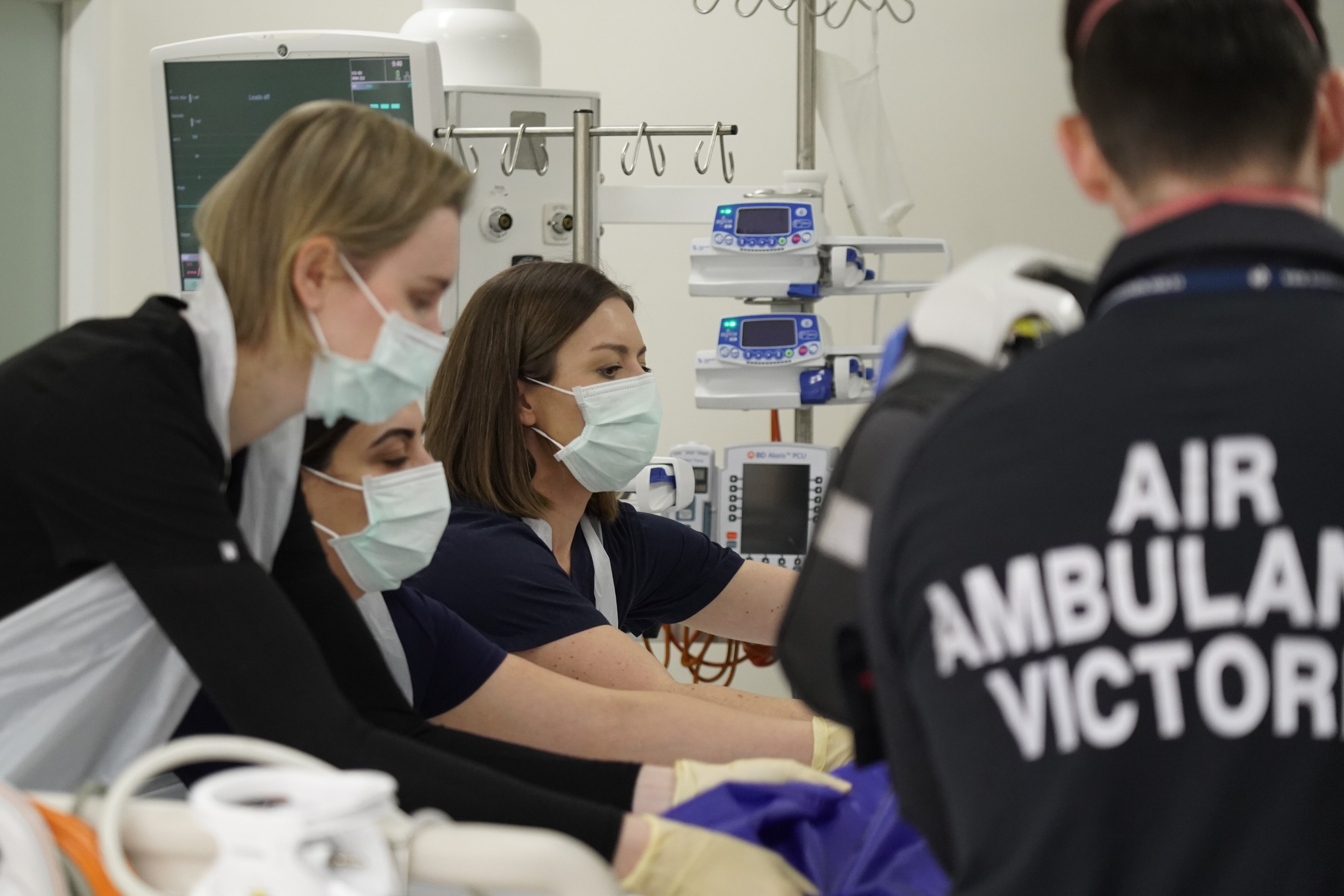 Patients being treated at the Royal Melbourne Hospital road trauma unit.
