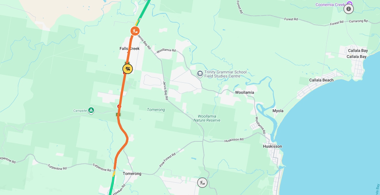 Live traffic map of incident