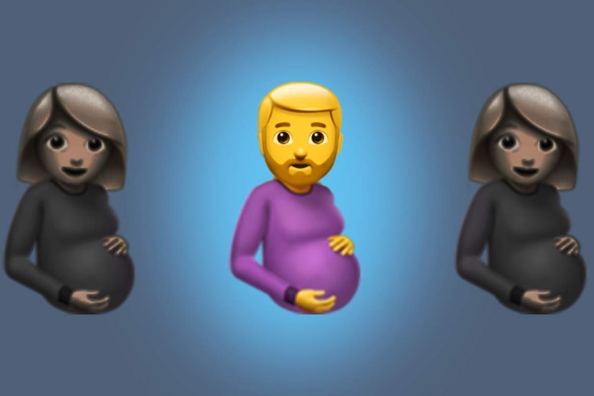 Two pregnant women emoji and a pregnant man.