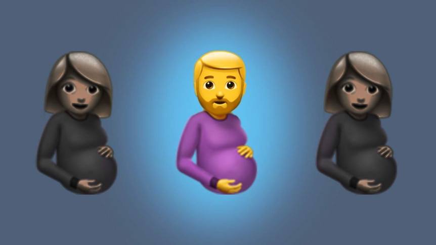 Two pregnant women emoji and a pregnant man.