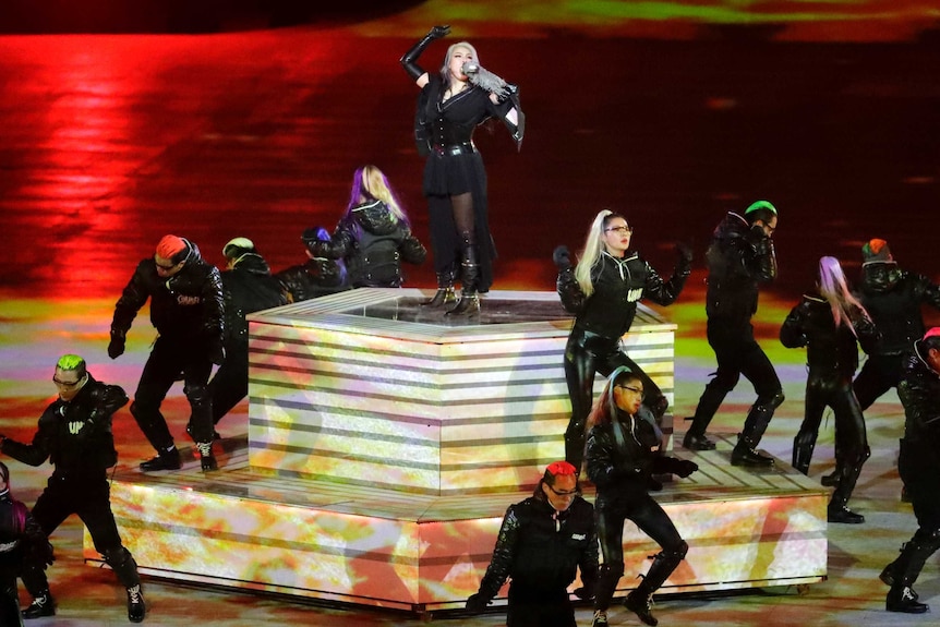 Singer CL performs during the closing ceremony of the 2018 Winter Olympics in Pyeongchang.