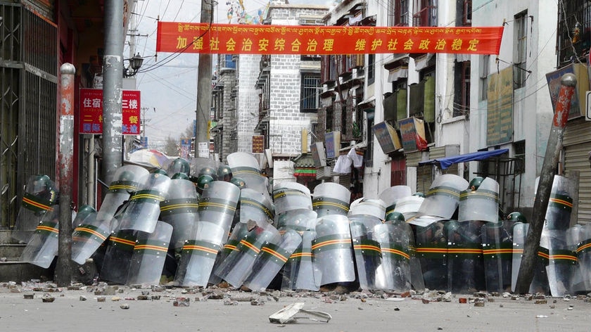 Tibetans and Chinese police clashed this time last year in Tibet's capital Lhasa. (File photo)