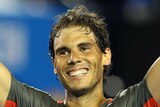 Rafael Nadal celebrates his semi-final win at the Australian Open