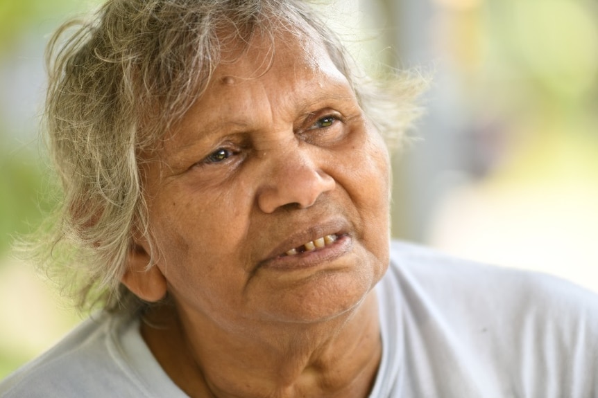 Eileen Cummings has grey hair and looks concerned