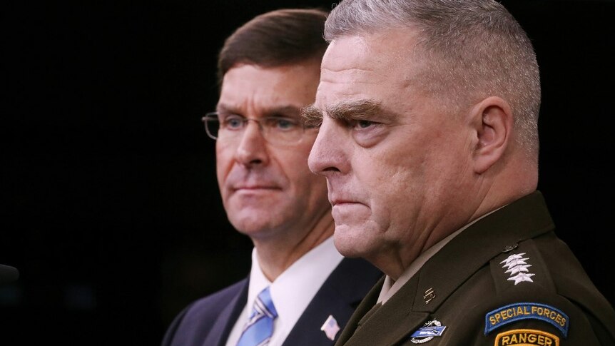 US Defense Secretary Mark Esper and Chairman of the Joint Chiefs of Staff General Mark Milley