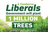 Two ACT election posters for the Canberra Liberals featuring promises for tree planting.