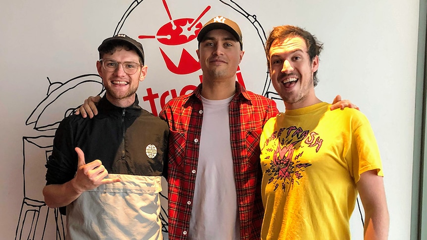 Rapper Illy with triple j's Ben and Liam