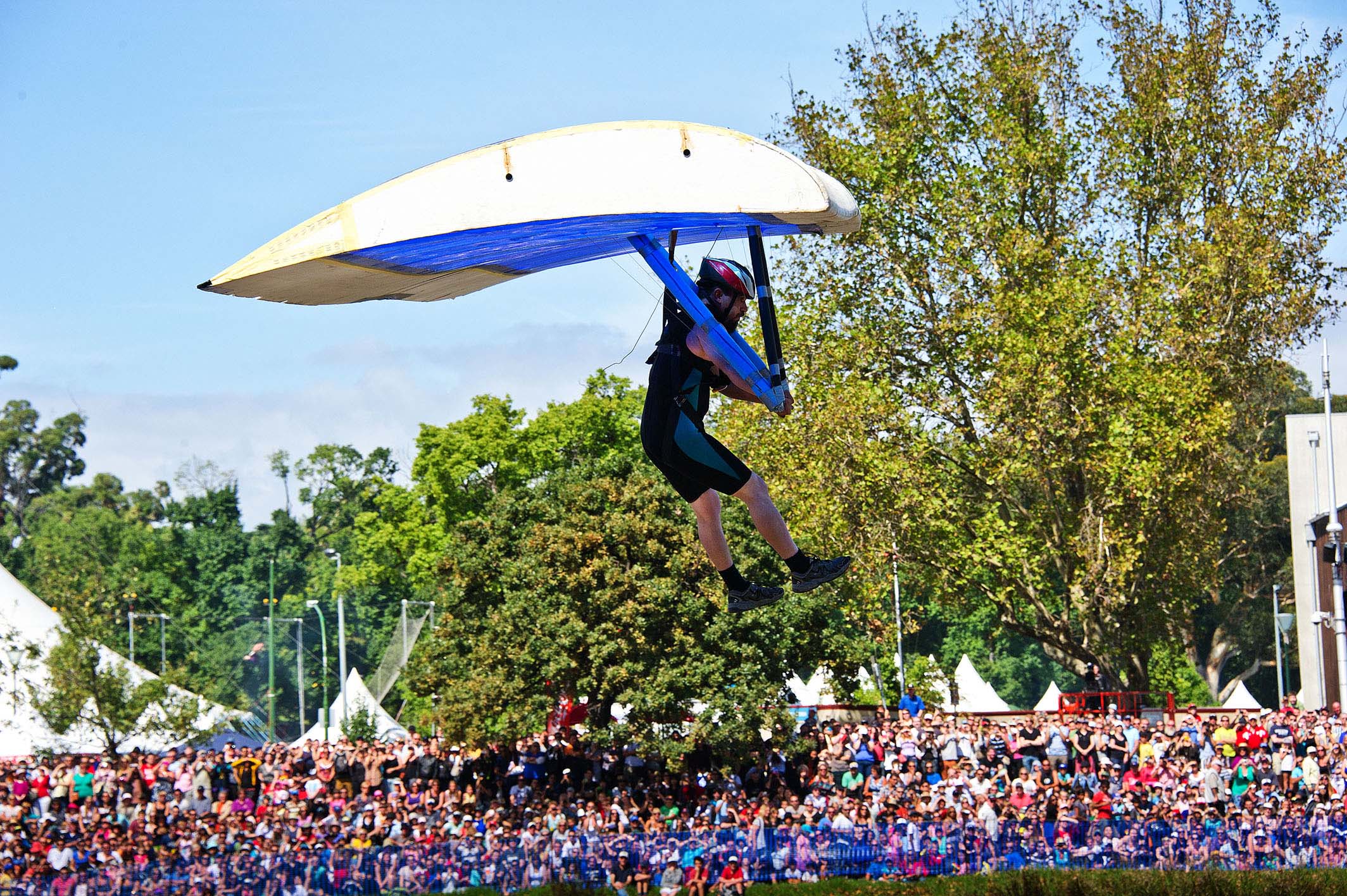 Moomba Festival Birdman Rally contestants ready for takeoff over