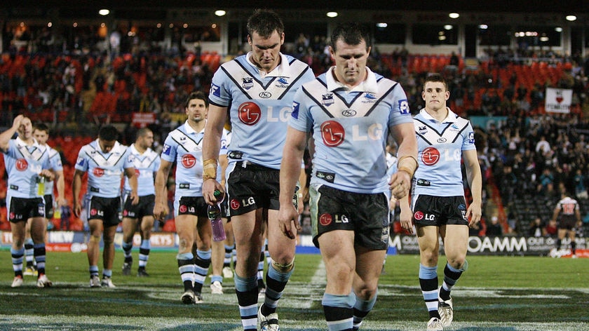 Hard slog...the Sharks have won just three times in 2010. (file photo)