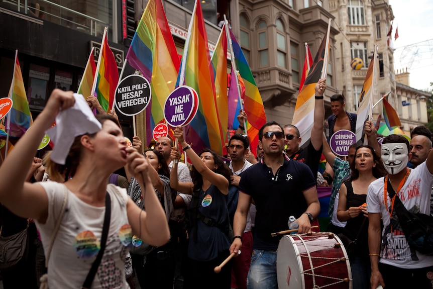 Gay pride parade in Istanbul.