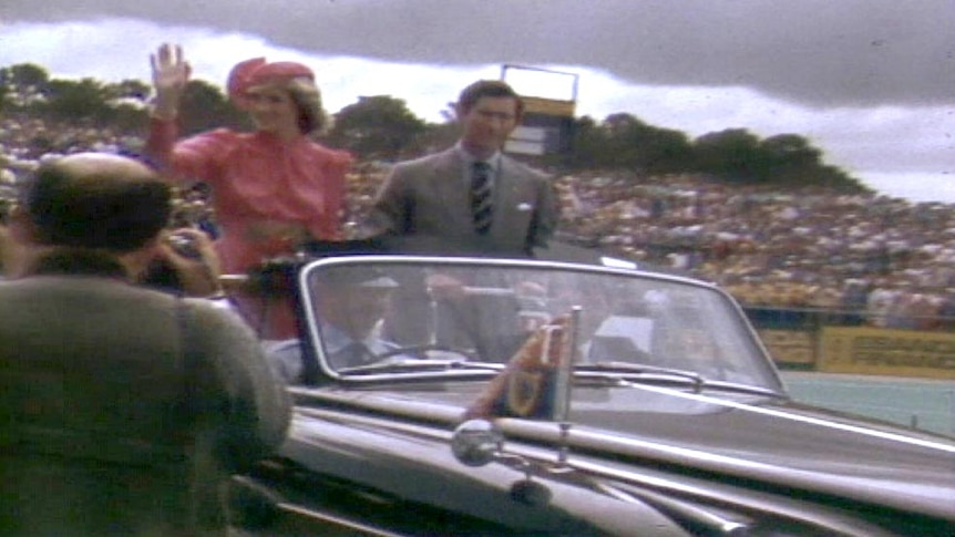 Prince Charles and Princess Diana greet crowds in Perth during their 1983 tour of Australia.
