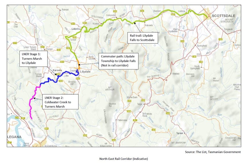 Government's proposed North East Rail Corridor map