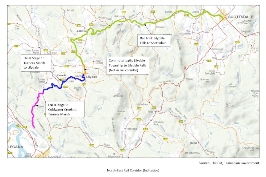 Government's proposed North East Rail Corridor map