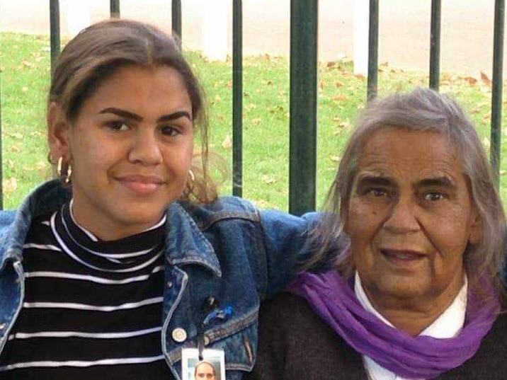 A young woman pictured with an old lady