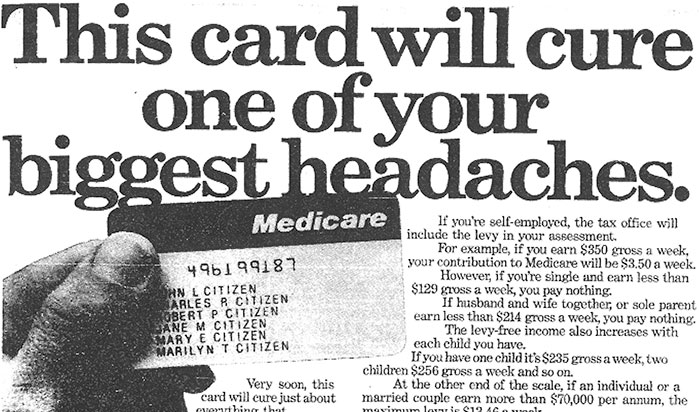 The ad reads: "This card will cure one of your biggest headaches."